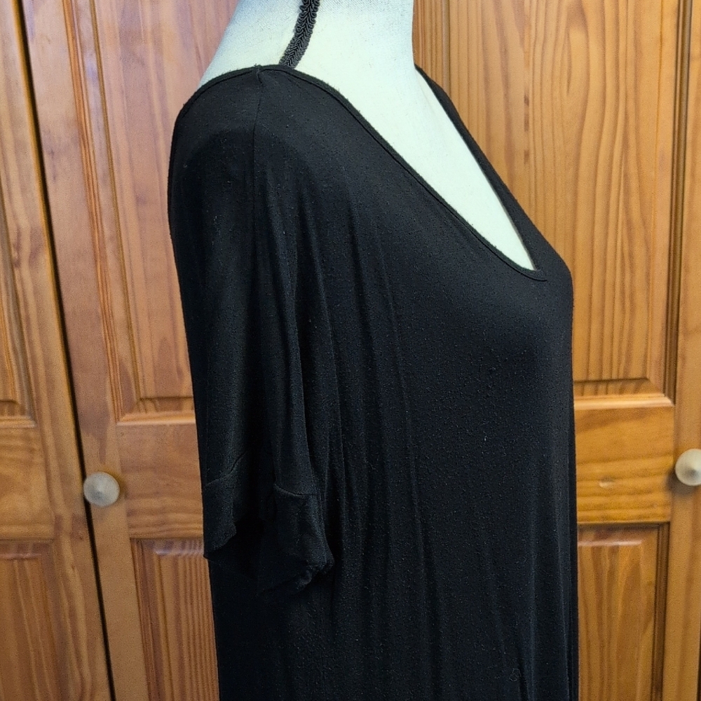 Grecerelle V Neck Stretch Casual Black Maxi Dress XL                 CC118 - Picture 5 of 8
